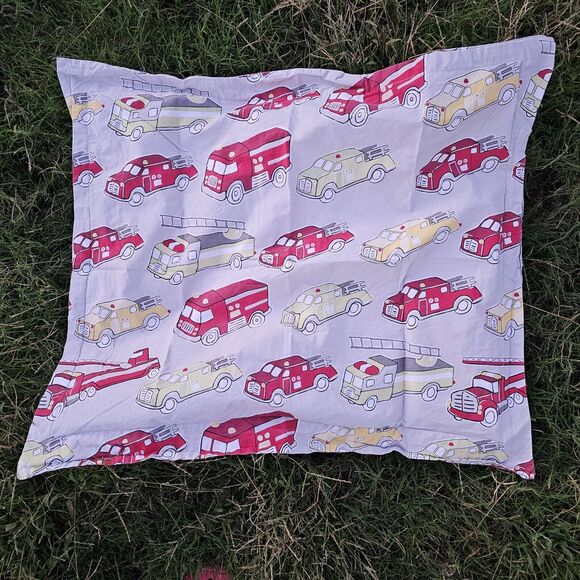 Pottery Barn Kids Full/Queen Fire Trucks Duvet And Single Sham SEE PICTURES! - Picture 11 of 15